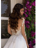 Long Sleeve Beaded Ivory Lace Organza Wedding Dress